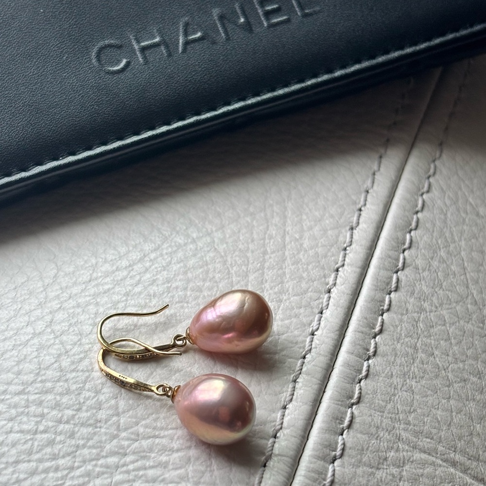 Freshwater Baroque Pear Teardrop Dangling Earring Sterling Silver